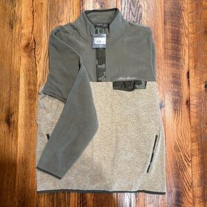 Eddie Bauer Olive and Khaki Fleece Pullover